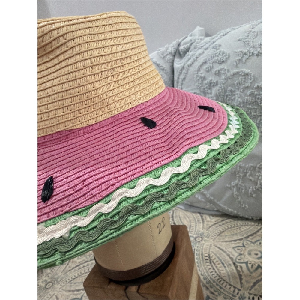 Watermelon Sun Hat Small Girl Child Straw Headband - Picture 3 of 13